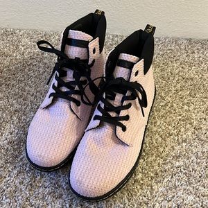 Pink waffle knit doc martens